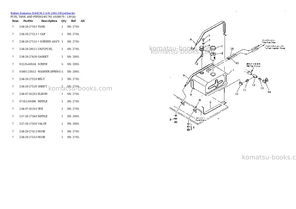Komatsu JV40CW-2 S/N 2001-UP Parts catalog cover Page 6 Komatsu JV40CW-2 S/N 2001-UP Parts catalog cover Page 6