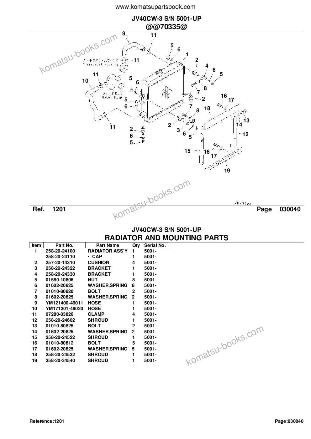 Komatsu jv40cw-3 s/n 5001-up Каталог запчастей обложка Страница 8