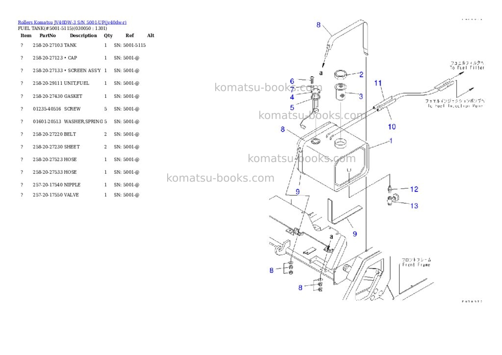 Komatsu JV40DW-3 S/N 5001-UP Parts catalog cover Page 4 Komatsu JV40DW-3 S/N 5001-UP Parts catalog cover Page 4