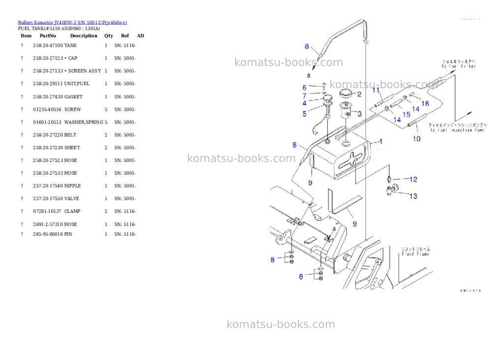 Komatsu JV40DW-3 S/N 5001-UP Parts catalog cover Page 5 Komatsu JV40DW-3 S/N 5001-UP Parts catalog cover Page 5