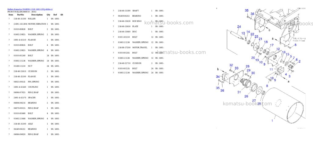Komatsu JV40DW-3 S/N 5001-UP Parts catalog cover Page 9 Komatsu JV40DW-3 S/N 5001-UP Parts catalog cover Page 9