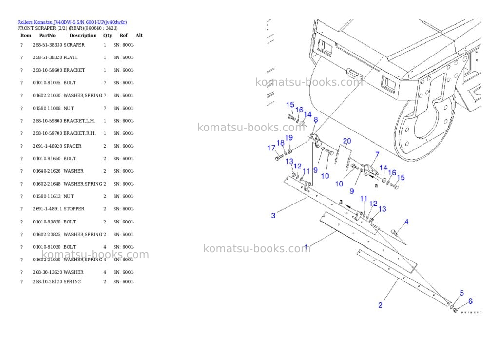 Komatsu jv40dw-5 s/n 6001-up Parts catalog cover Page 10