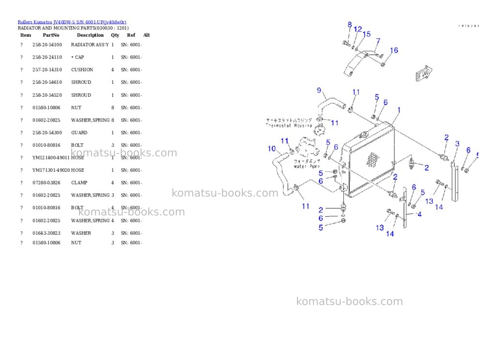 Komatsu jv40dw-5 s/n 6001-up Parts catalog cover Page 2