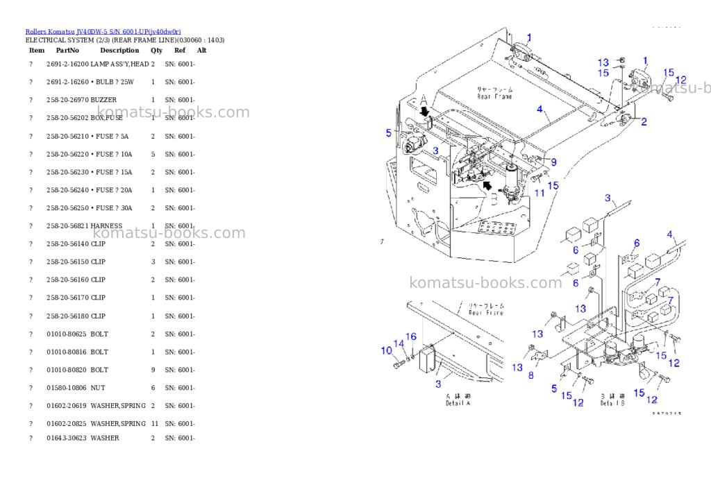 Komatsu jv40dw-5 s/n 6001-up Parts catalog cover Page 5