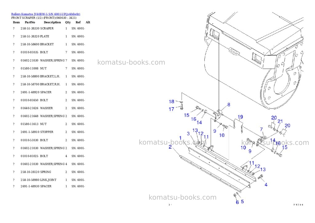 Komatsu jv40dw-5 s/n 6001-up Parts catalog cover Page 9