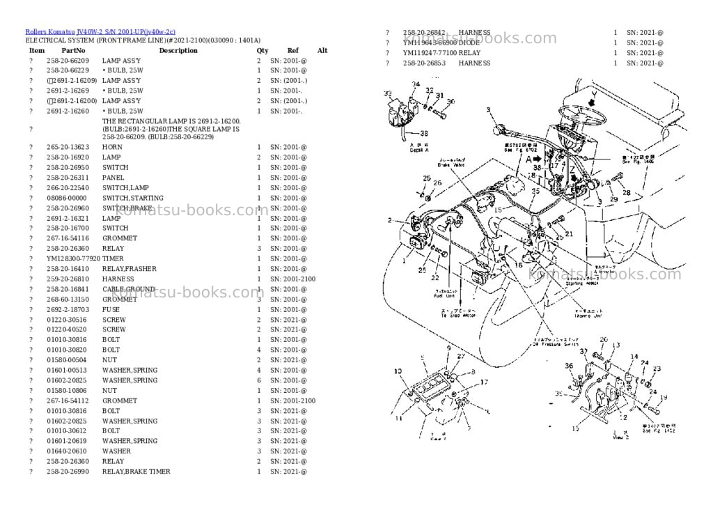 Komatsu JV40W-2 S/N 2001-UP Parts catalog cover Page 8 Komatsu JV40W-2 S/N 2001-UP Parts catalog cover Page 8