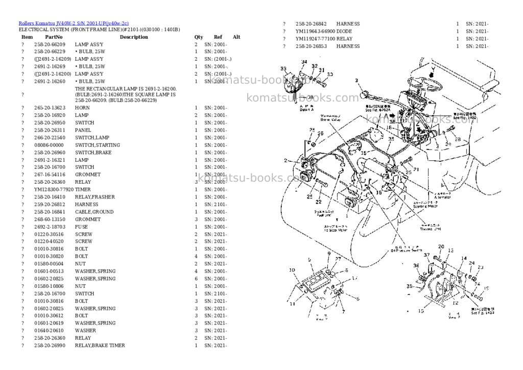 Komatsu JV40W-2 S/N 2001-UP Parts catalog cover Page 9 Komatsu JV40W-2 S/N 2001-UP Parts catalog cover Page 9