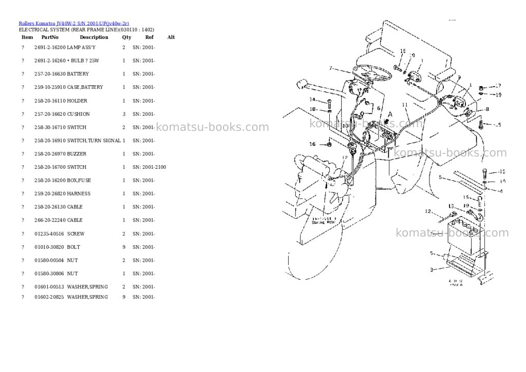 Komatsu jv40w-2 s/n 2001-up Parts catalog cover Page 10 Komatsu jv40w-2 s/n 2001-up Parts catalog cover Page 10