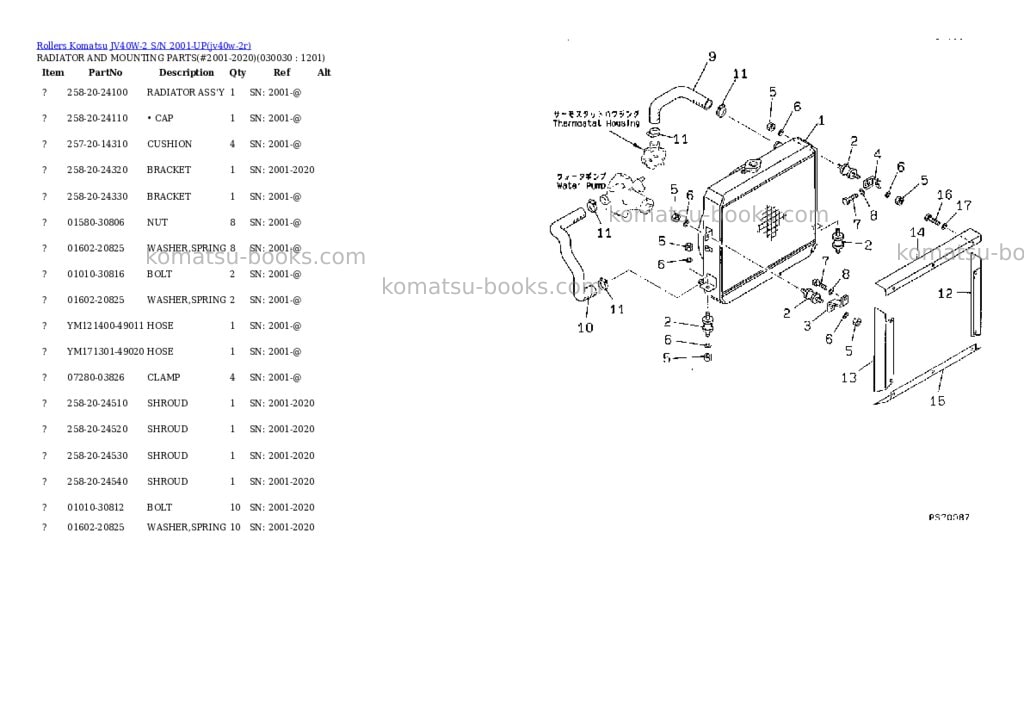 Komatsu jv40w-2 s/n 2001-up Parts catalog cover Page 2 Komatsu jv40w-2 s/n 2001-up Parts catalog cover Page 2