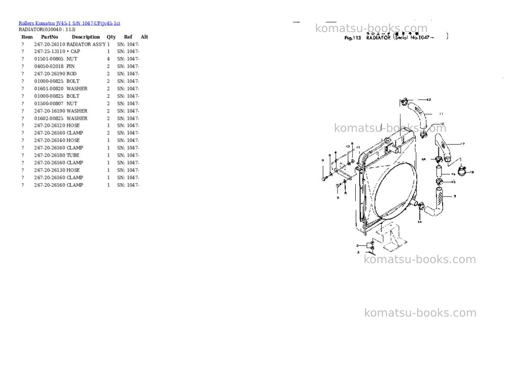 Komatsu jv45-1 s/n 1047-up Parts catalog cover Page 3 Komatsu jv45-1 s/n 1047-up Parts catalog cover Page 3