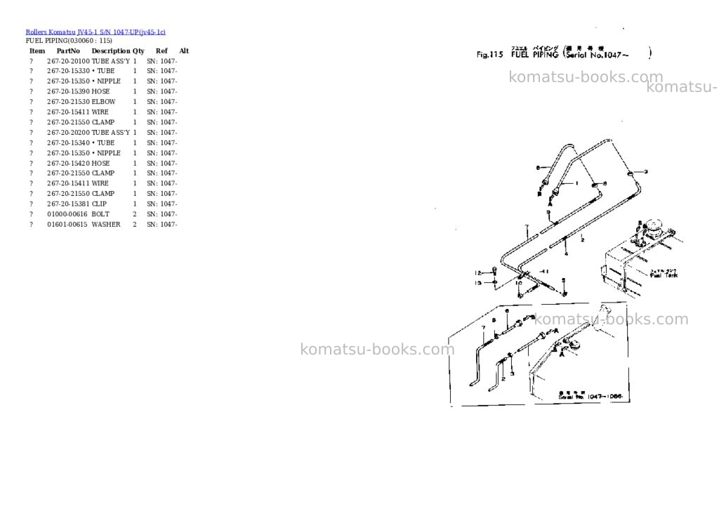 Komatsu jv45-1 s/n 1047-up Parts catalog cover Page 5 Komatsu jv45-1 s/n 1047-up Parts catalog cover Page 5