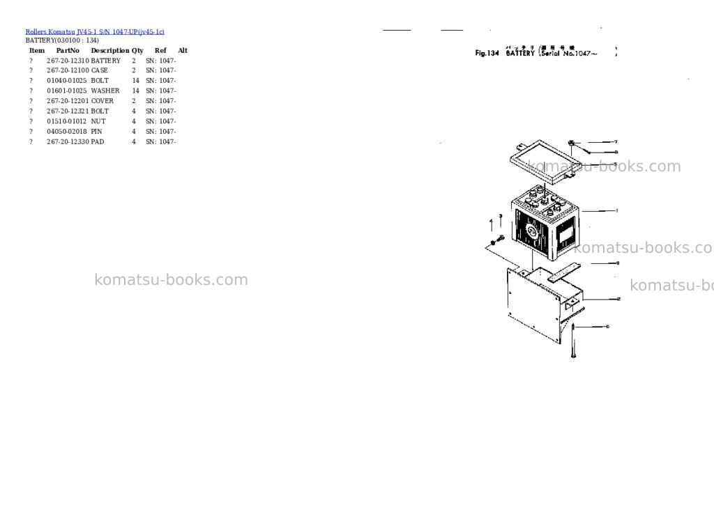 Komatsu jv45-1 s/n 1047-up Parts catalog cover Page 9 Komatsu jv45-1 s/n 1047-up Parts catalog cover Page 9