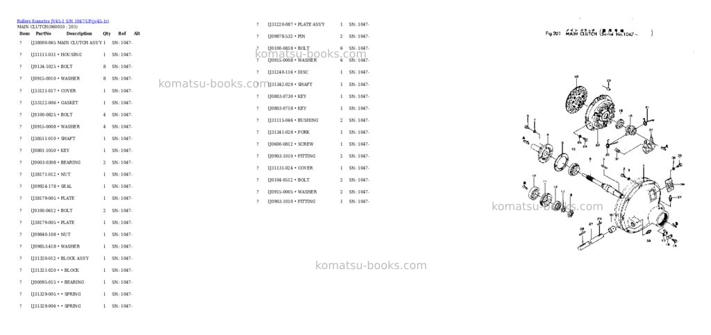 Komatsu JV45-1 S/N 1047-UP Parts catalog cover Page 10 Komatsu JV45-1 S/N 1047-UP Parts catalog cover Page 10