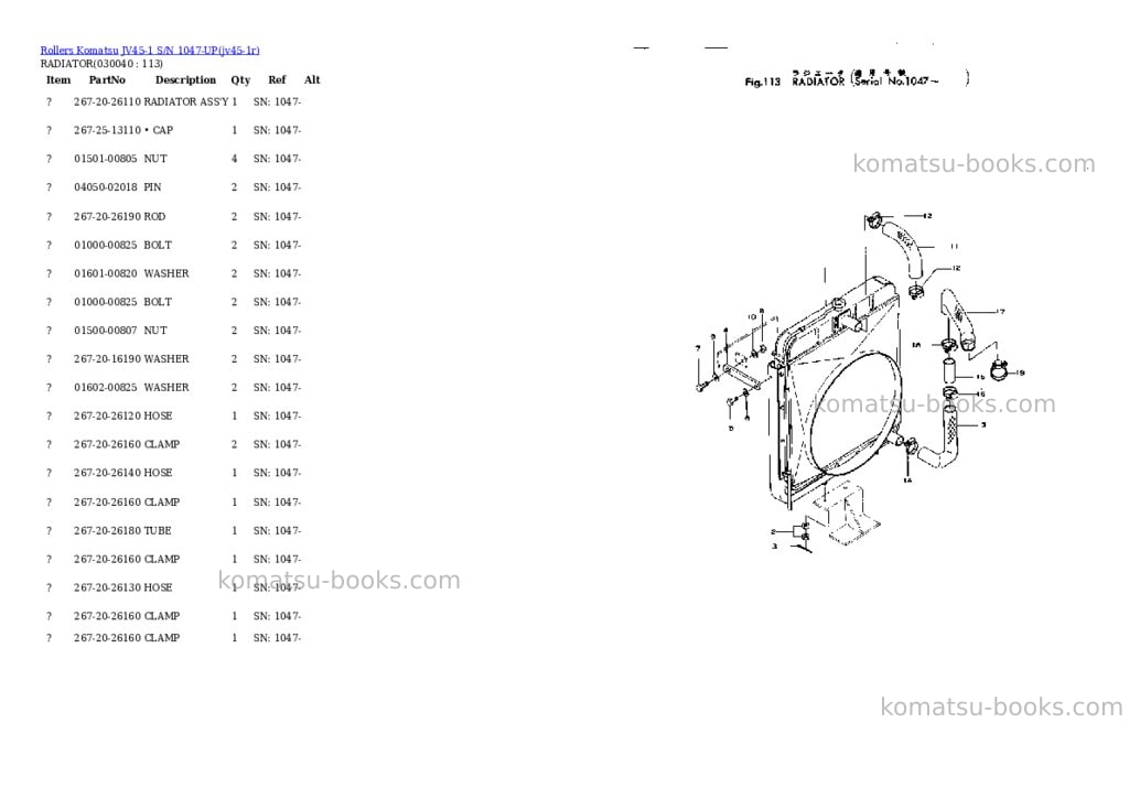 Komatsu JV45-1 S/N 1047-UP Parts catalog cover Page 3 Komatsu JV45-1 S/N 1047-UP Parts catalog cover Page 3