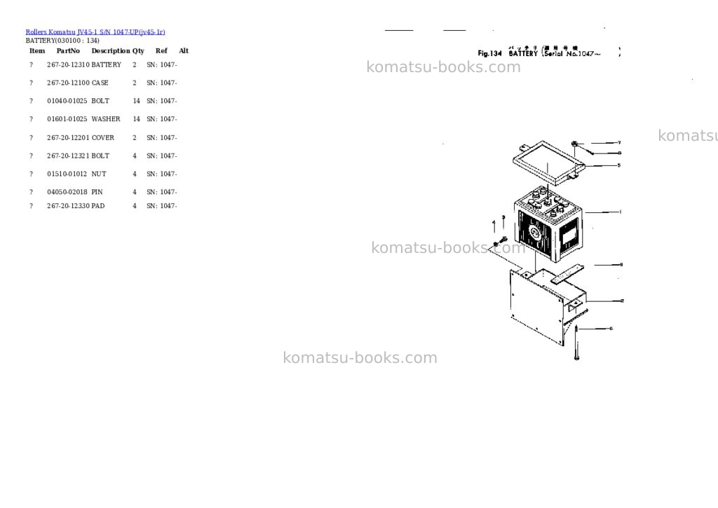 Komatsu JV45-1 S/N 1047-UP Parts catalog cover Page 9 Komatsu JV45-1 S/N 1047-UP Parts catalog cover Page 9