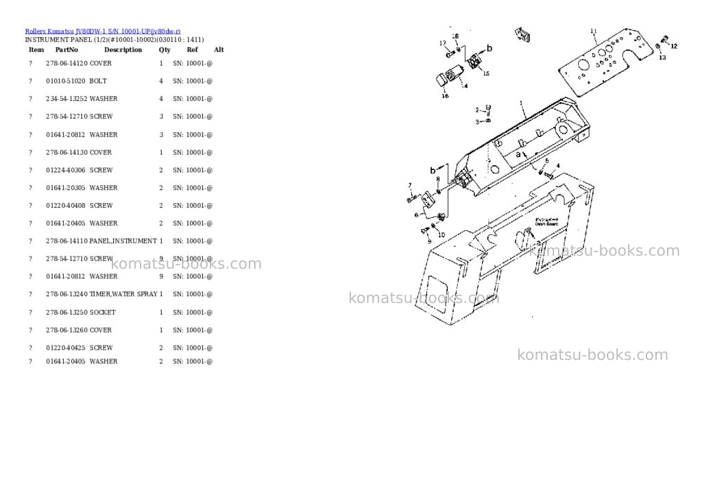 Komatsu jv80dw-1 s/n 10001-up Parts catalog cover Page 10 Komatsu jv80dw-1 s/n 10001-up Parts catalog cover Page 10