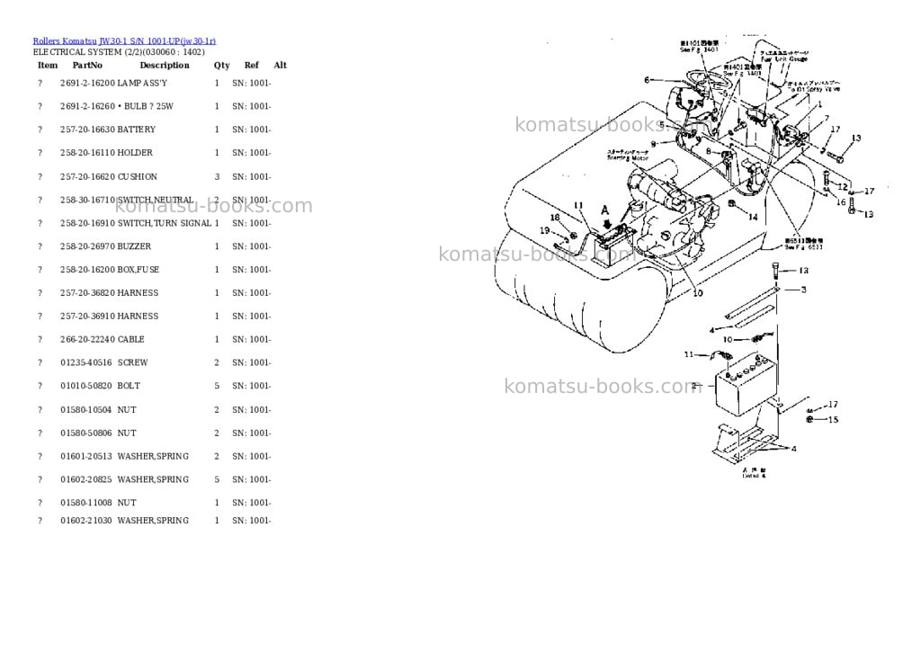 Komatsu jw30-1 s/n 1001-up Parts catalog cover Page 5