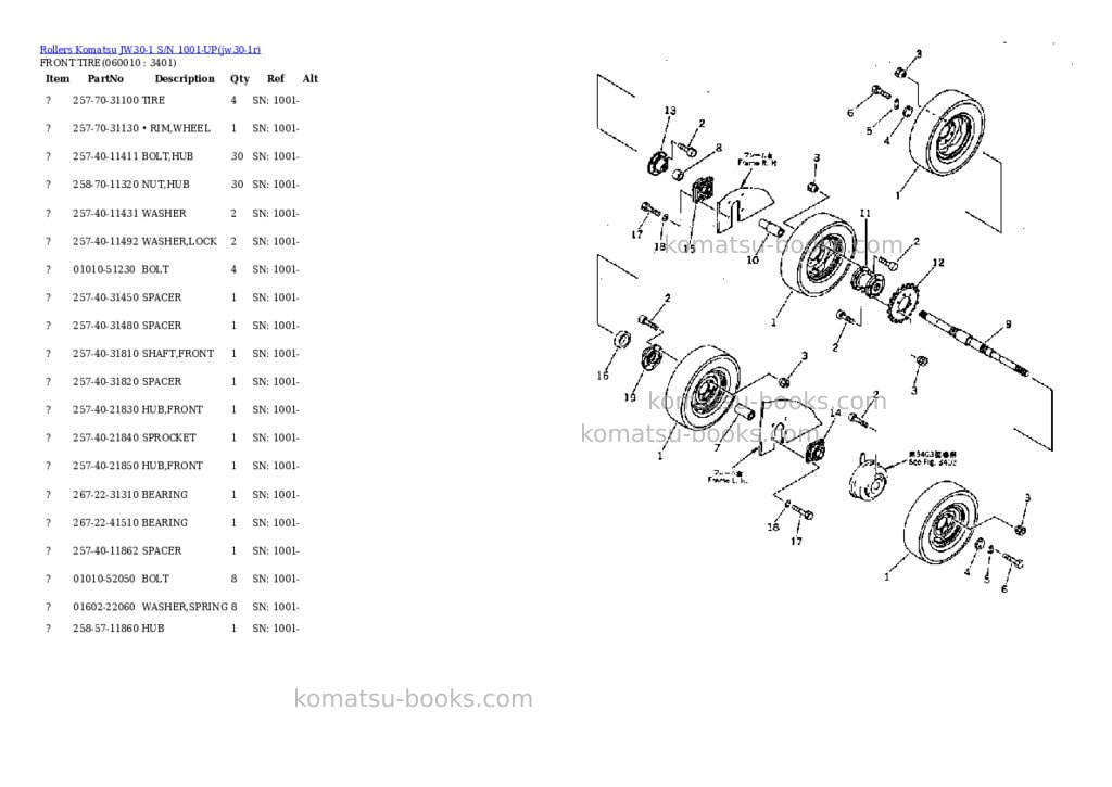 Komatsu jw30-1 s/n 1001-up Parts catalog cover Page 6