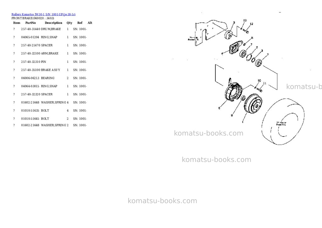Komatsu jw30-1 s/n 1001-up Parts catalog cover Page 7