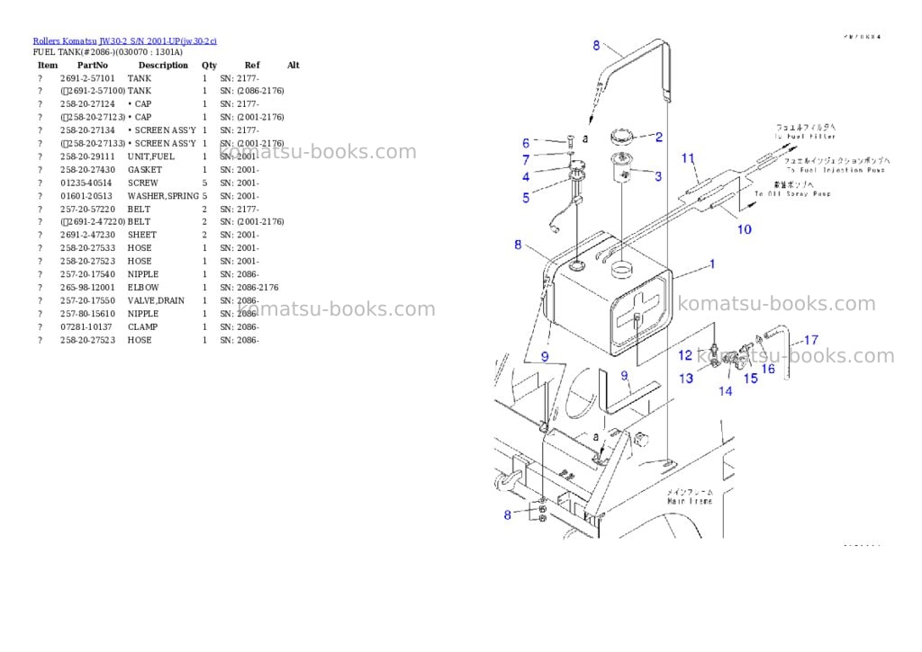 Komatsu JW30-2 S/N 2001-UP Parts catalog cover Page 6 Komatsu JW30-2 S/N 2001-UP Parts catalog cover Page 6