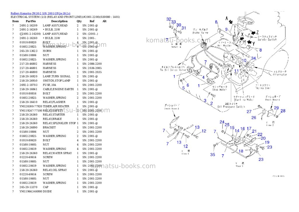 Komatsu JW30-2 S/N 2001-UP Parts catalog cover Page 7 Komatsu JW30-2 S/N 2001-UP Parts catalog cover Page 7