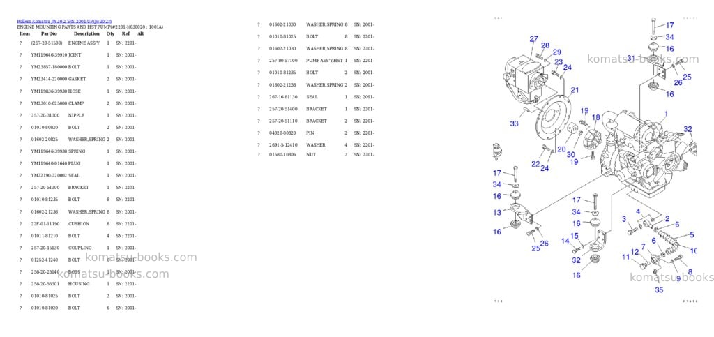 Komatsu jw30-2 s/n 2001-up Parts catalog cover Komatsu jw30-2 s/n 2001-up Parts catalog cover