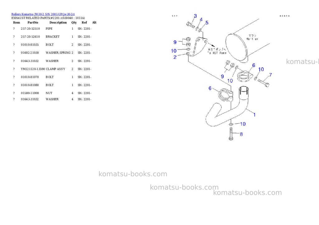 Komatsu jw30-2 s/n 2001-up Parts catalog cover Page 3 Komatsu jw30-2 s/n 2001-up Parts catalog cover Page 3