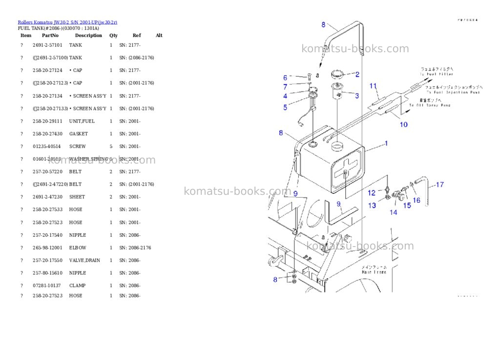 Komatsu jw30-2 s/n 2001-up Parts catalog cover Page 6 Komatsu jw30-2 s/n 2001-up Parts catalog cover Page 6