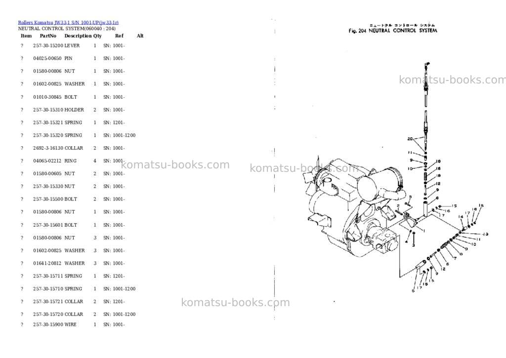 Komatsu jw33-1 s/n 1001-up Parts catalog cover Page 10