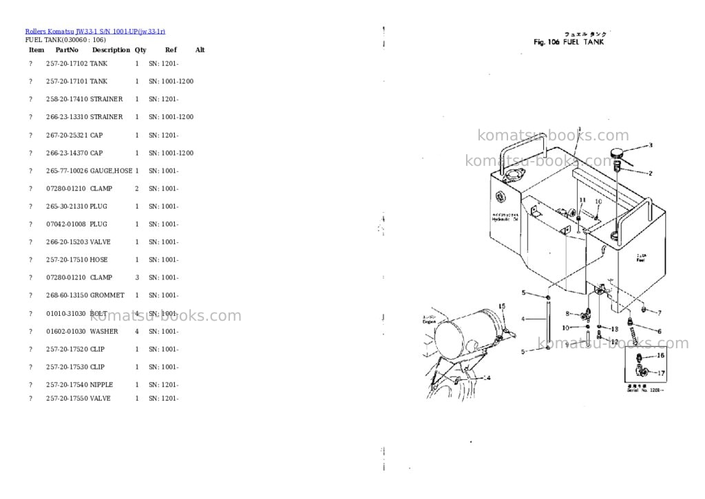 Komatsu jw33-1 s/n 1001-up Parts catalog cover Page 5