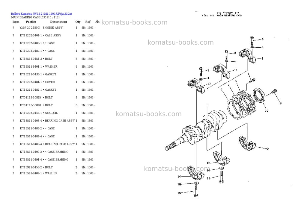 Komatsu jw33-2 s/n 1501-up Parts catalog cover Page 10 Komatsu jw33-2 s/n 1501-up Parts catalog cover Page 10