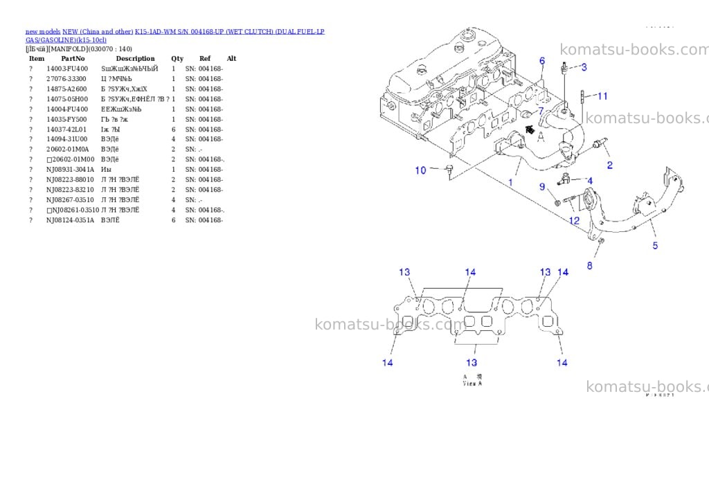 Komatsu k15-1ad-wm s/n 004168-up wet clutch dual fuel-lp gas/gasoline Parts catalog cover Page 7 Komatsu k15-1ad-wm s/n 004168-up wet clutch dual fuel-lp gas/gasoline Parts catalog cover Page 7