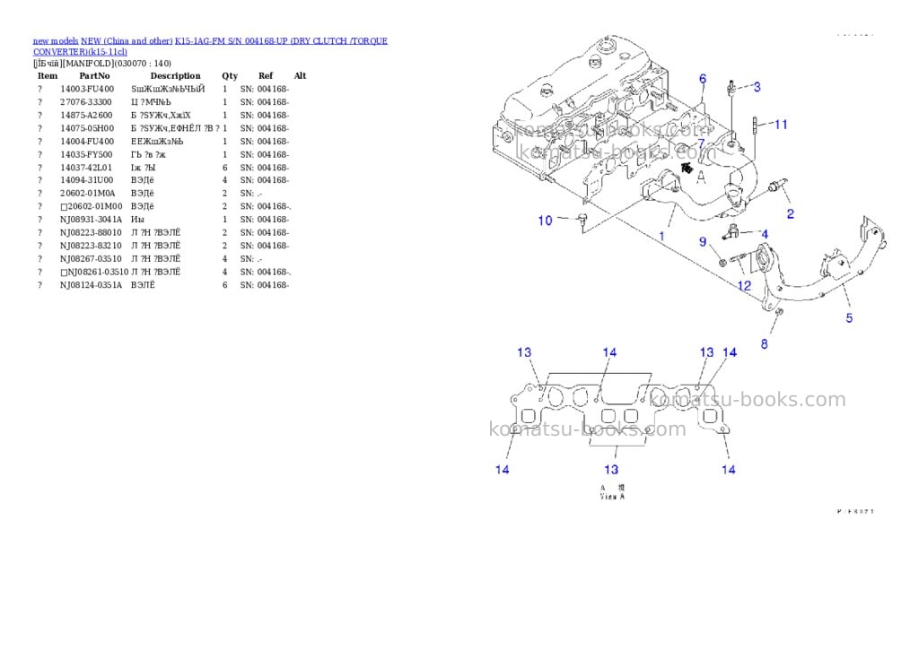 Komatsu k15-1ag-fm s/n 004168-up dry clutch /torque converter Parts catalog cover Page 6 Komatsu k15-1ag-fm s/n 004168-up dry clutch /torque converter Parts catalog cover Page 6