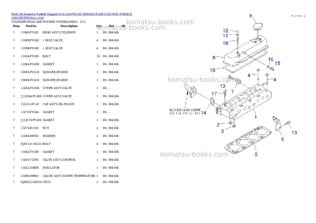 Komatsu k15-1ag-fm s/n 004168-up （ﾄﾞﾗｲｸﾗｯﾁ/ﾄﾙｸｺﾝﾊﾞｰﾀ） Parts catalog cover
