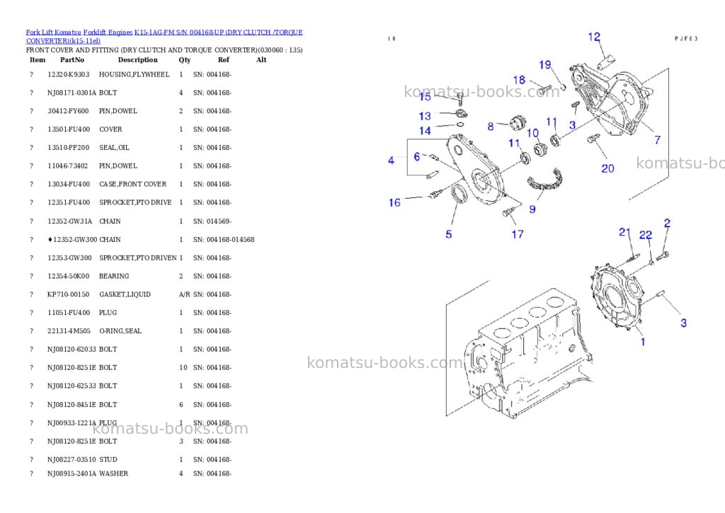 Komatsu k15-1ag-fm s/n 004168-up （ﾄﾞﾗｲｸﾗｯﾁ/ﾄﾙｸｺﾝﾊﾞｰﾀ） Parts catalog cover Page 5