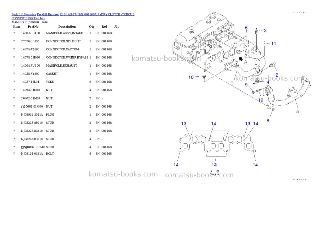 Komatsu k15-1ag-fm s/n 004168-up （ﾄﾞﾗｲｸﾗｯﾁ/ﾄﾙｸｺﾝﾊﾞｰﾀ） Parts catalog cover Page 6
