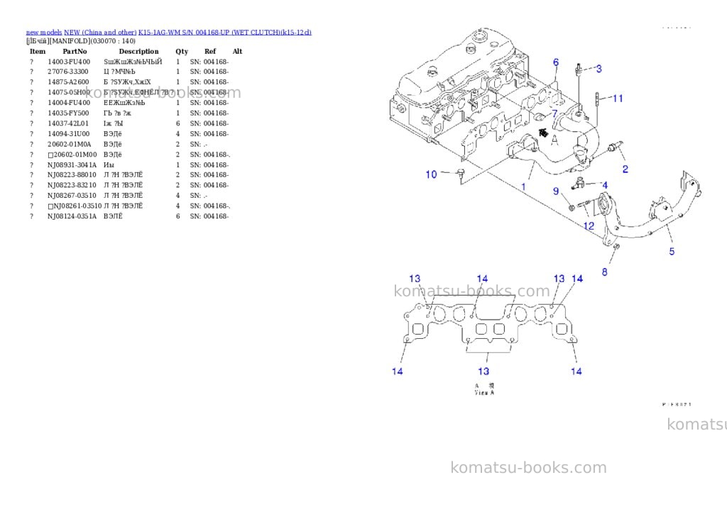 Komatsu k15-1ag-wm s/n 004168-up wet clutch Parts catalog cover Page 6 Komatsu k15-1ag-wm s/n 004168-up wet clutch Parts catalog cover Page 6