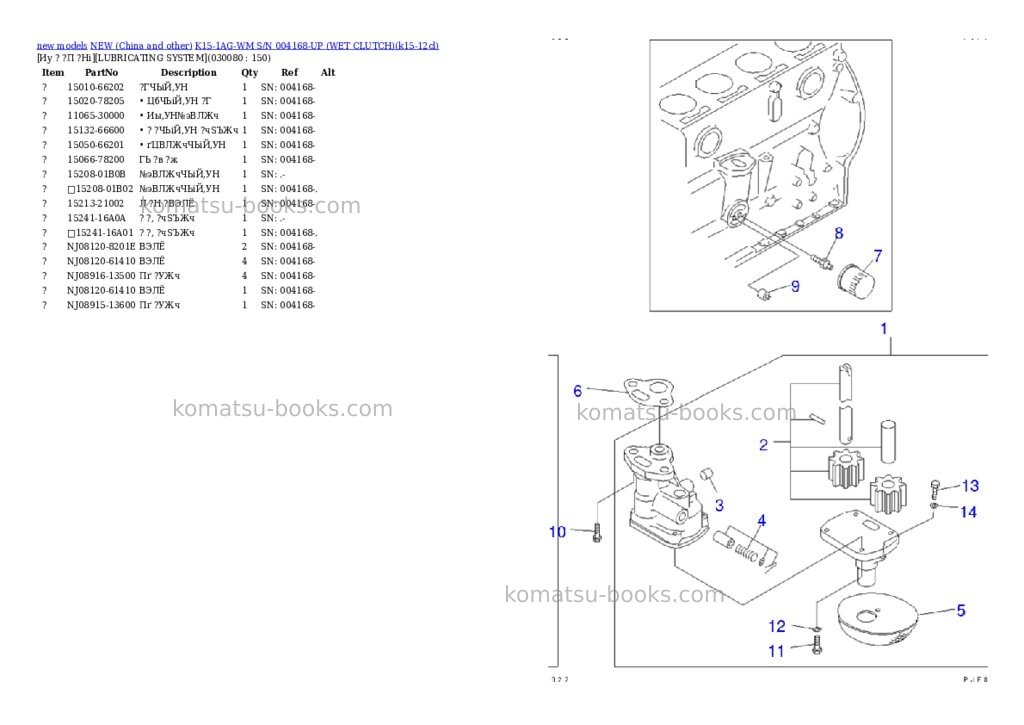 Komatsu k15-1ag-wm s/n 004168-up wet clutch Parts catalog cover Page 7 Komatsu k15-1ag-wm s/n 004168-up wet clutch Parts catalog cover Page 7