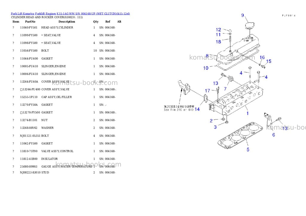 Komatsu k15-1ag-wm s/n 004168-up （ｳｪｯﾄｸﾗｯﾁ） Parts catalog cover