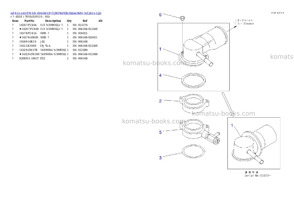 Komatsu K15-1AG-FM S/N 004168-UP ЃiДЮЧІёЧЇБ/ДЩёєЭКЮ ?АЃj Parts catalog cover Page 10 Komatsu K15-1AG-FM S/N 004168-UP ЃiДЮЧІёЧЇБ/ДЩёєЭКЮ ?АЃj Parts catalog cover Page 10