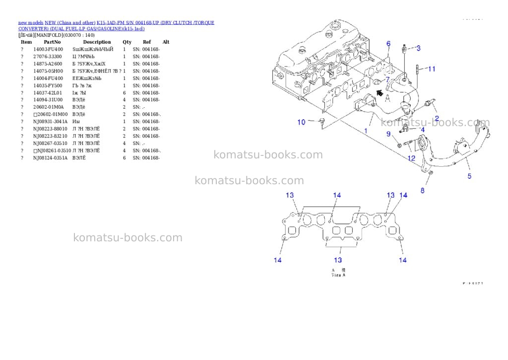 Komatsu k15-1ad-fm s/n 004168-up dry clutch /torque converter dual fuel-lp gas/gasoline Parts catalog cover Page 6 Komatsu k15-1ad-fm s/n 004168-up dry clutch /torque converter dual fuel-lp gas/gasoline Parts catalog cover Page 6