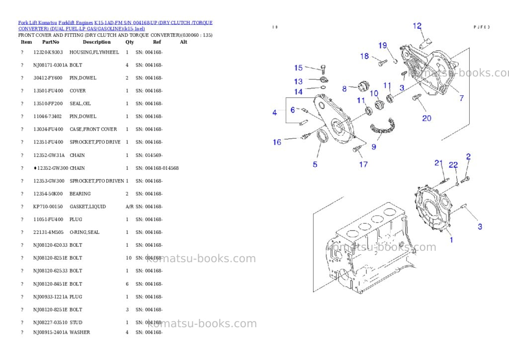 Komatsu k15-1ad-fm s/n 004168-up （ﾄﾞﾗｲｸﾗｯﾁ/ﾄﾙｸｺﾝﾊﾞｰﾀ）（lpgﾍｲﾖｳ） Parts catalog cover Page 5