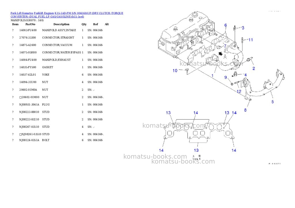 Komatsu k15-1ad-fm s/n 004168-up （ﾄﾞﾗｲｸﾗｯﾁ/ﾄﾙｸｺﾝﾊﾞｰﾀ）（lpgﾍｲﾖｳ） Parts catalog cover Page 6