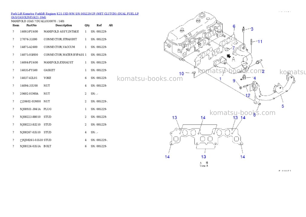 Komatsu k21-1xd-wm s/n 005229-up （ｳｪｯﾄｸﾗｯﾁ）（lpgﾍｲﾖｳ） Parts catalog cover Page 6