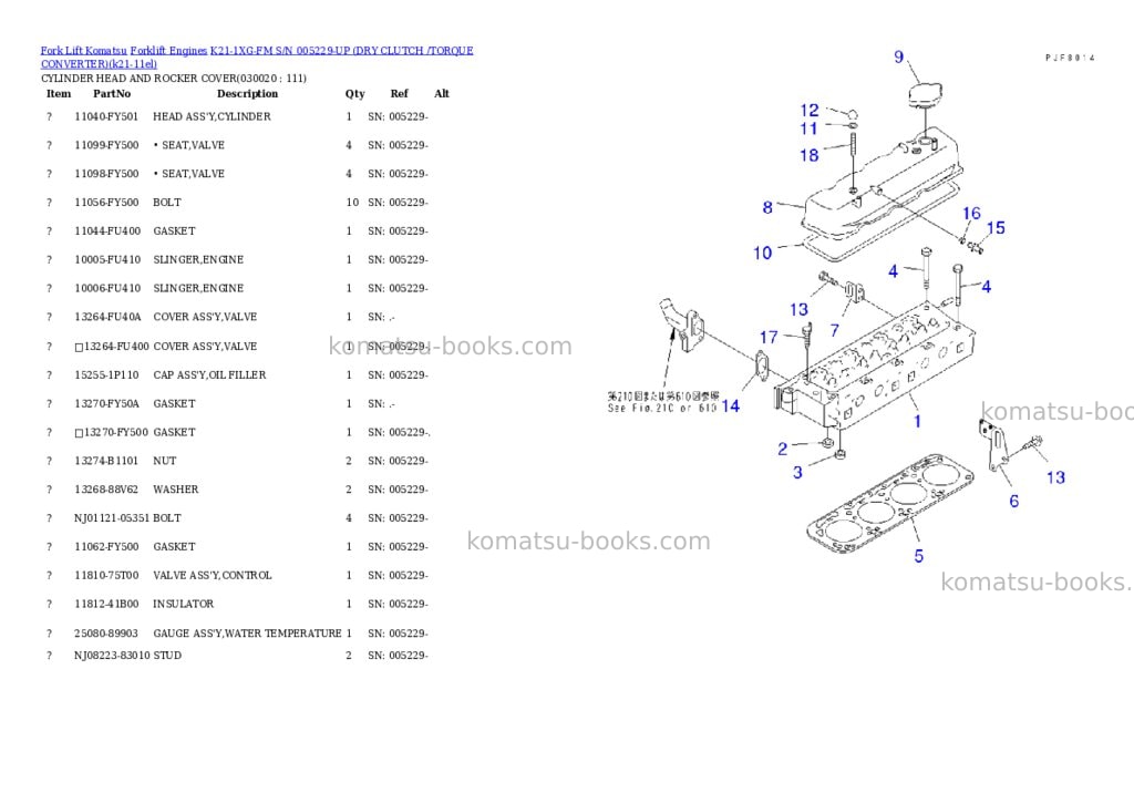 Komatsu k21-1xg-fm s/n 005229-up (ドライクラッチ/トルクコンバータ) Parts catalog cover Komatsu k21-1xg-fm s/n 005229-up (ドライクラッチ/トルクコンバータ) Parts catalog cover