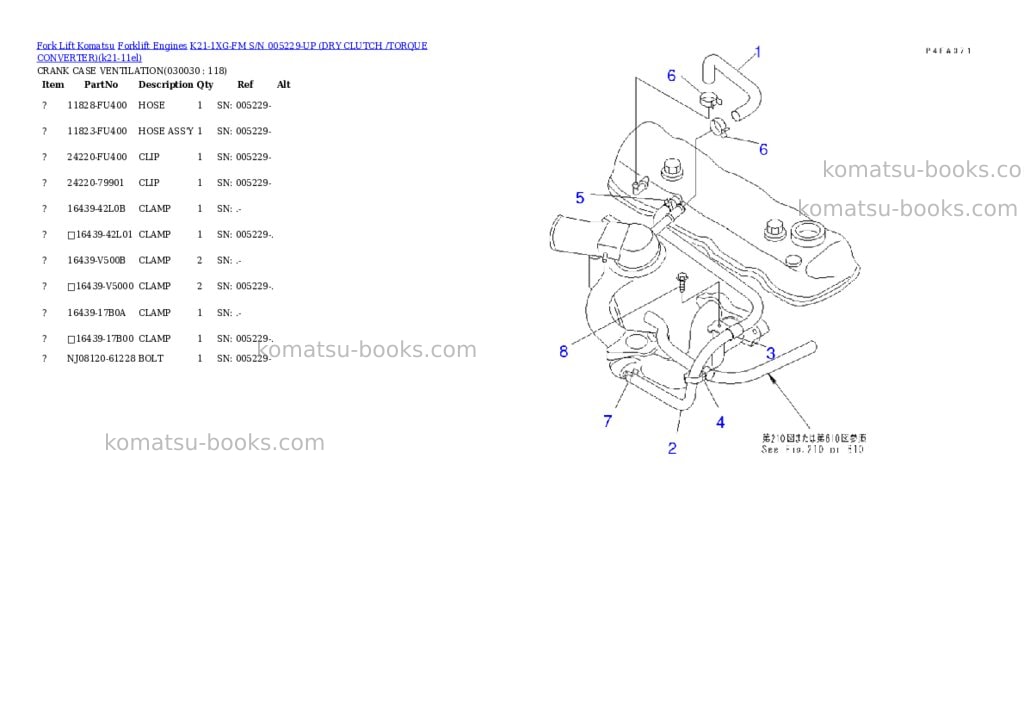 Komatsu k21-1xg-fm s/n 005229-up (ドライクラッチ/トルクコンバータ) Parts catalog cover Page 2 Komatsu k21-1xg-fm s/n 005229-up (ドライクラッチ/トルクコンバータ) Parts catalog cover Page 2