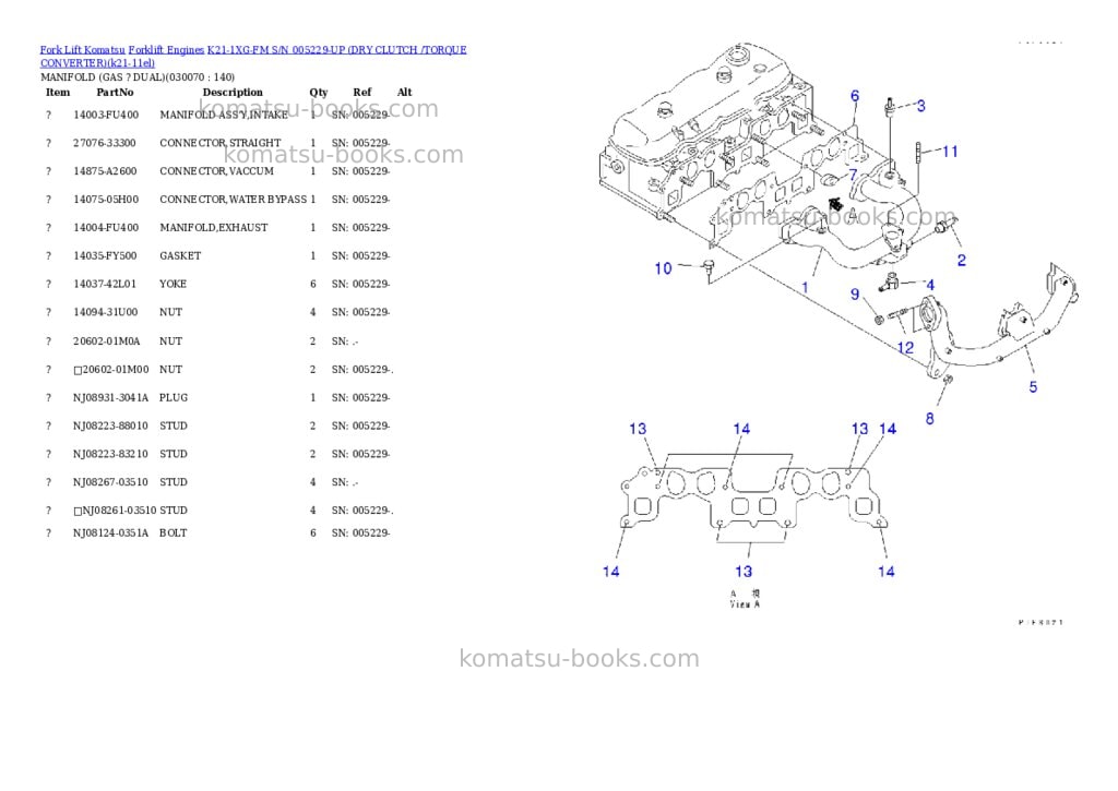 Komatsu k21-1xg-fm s/n 005229-up (ドライクラッチ/トルクコンバータ) Parts catalog cover Page 6 Komatsu k21-1xg-fm s/n 005229-up (ドライクラッチ/トルクコンバータ) Parts catalog cover Page 6