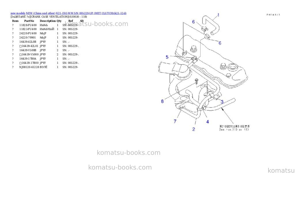 Komatsu k21-1xg-wm s/n 005229-up wet clutch Parts catalog cover Page 3 Komatsu k21-1xg-wm s/n 005229-up wet clutch Parts catalog cover Page 3