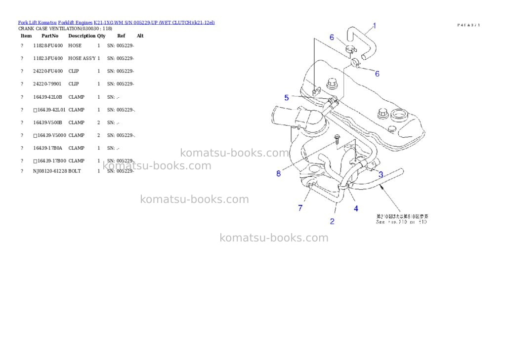 Komatsu k21-1xg-wm s/n 005229-up （ｳｪｯﾄｸﾗｯﾁ） Parts catalog cover Page 2