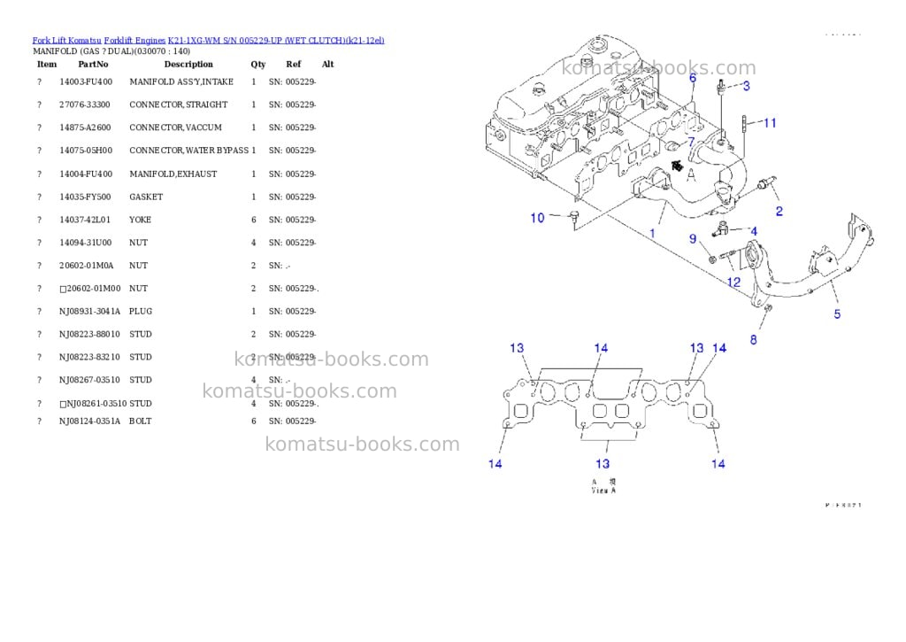 Komatsu k21-1xg-wm s/n 005229-up （ｳｪｯﾄｸﾗｯﾁ） Parts catalog cover Page 6